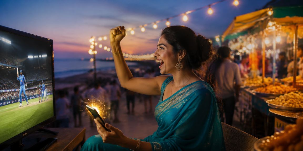 Player enjoying slots and cricket betting via mobile phone in Chennai