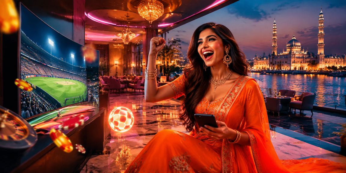 Indian player placing bets using mobile app with Bollywood theme