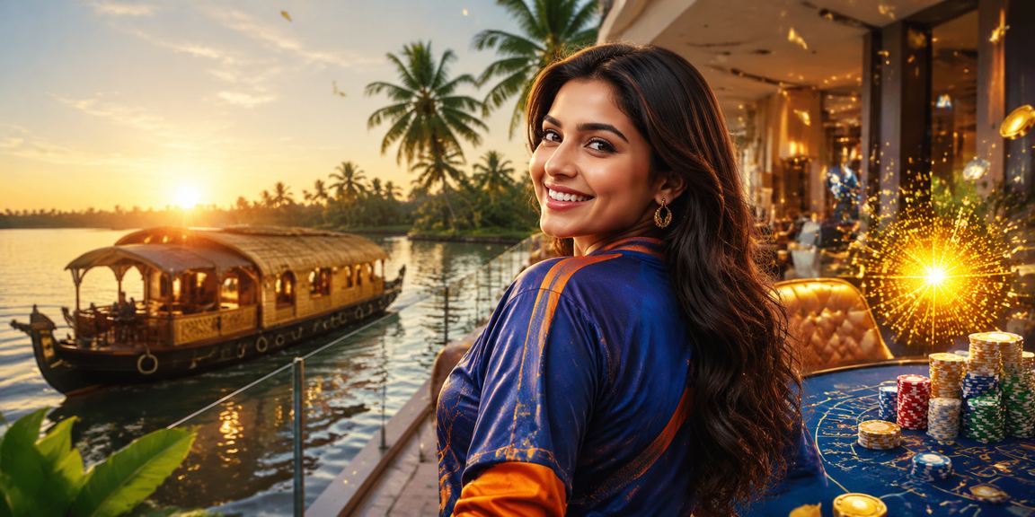 Player enjoying cricket betting promotions with mobile in Kerala backwaters