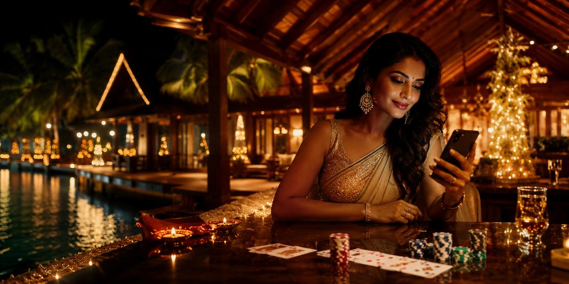 Poker game under festive lights at Kerala Diwali festival