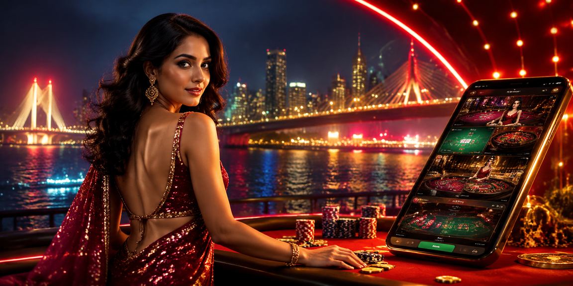 Entertainment night scene in Mumbai Bandra with casino lights